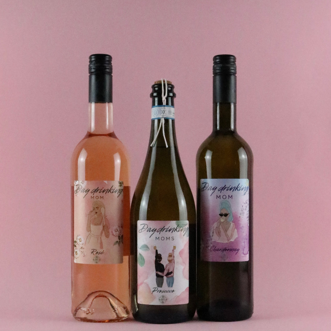 Day drinking Mom Edition - Survivalpaket (Prosecco, Rosé, Chardonnay) 3x0,75l